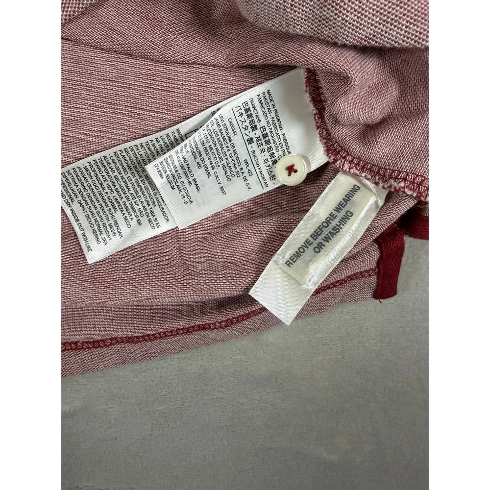 Levi's Men's Two-Tone Pique Polo Shirt With Script Embroidery Red Size XXL